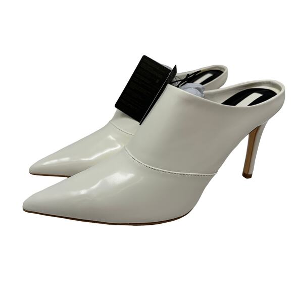 Forever 21 JL-Hollywood 3 Mules Women's Size 8.5 White Pointed Toe Patent - Picture 2 of 7